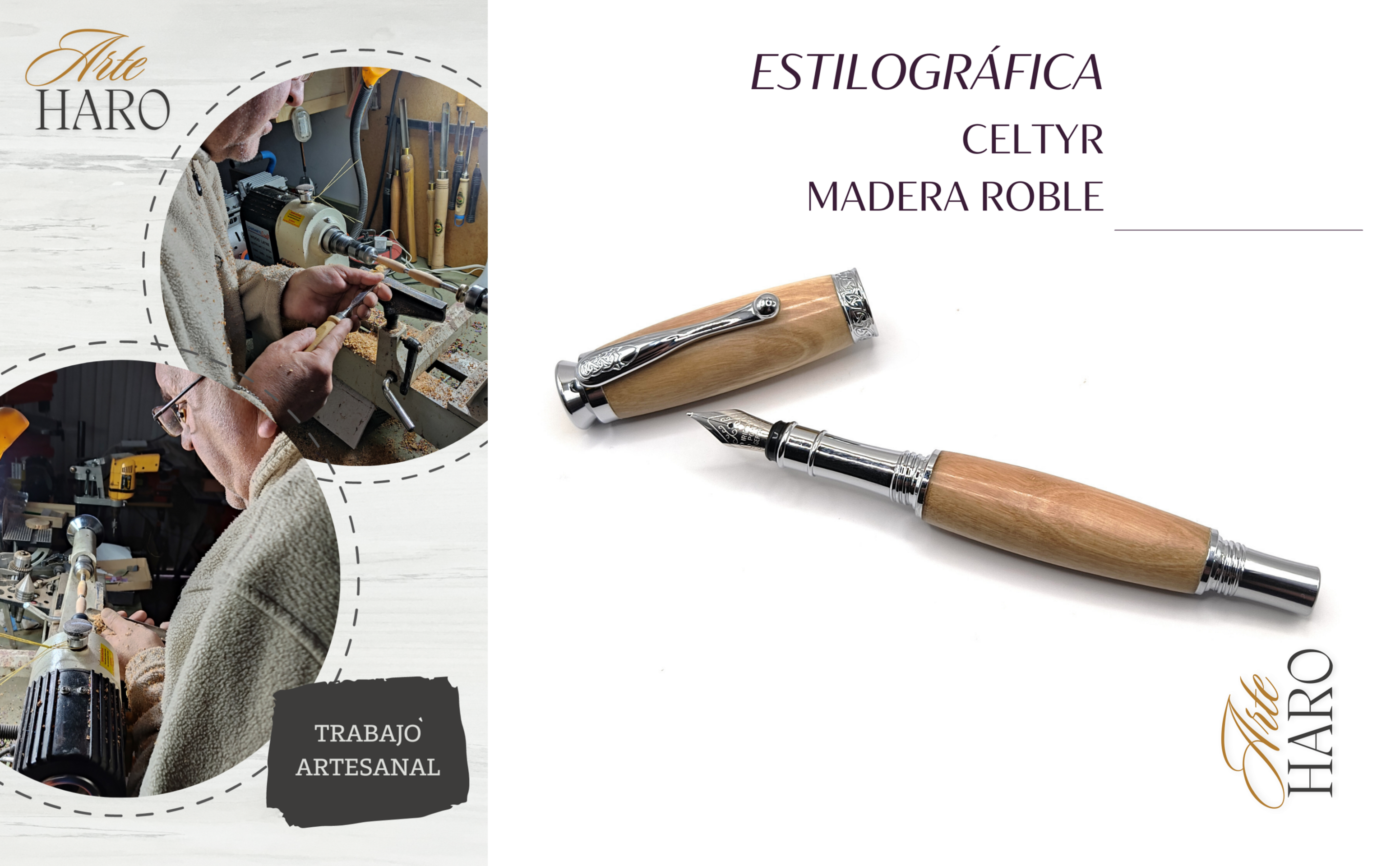Estilográfica artesanal CLT en madera de Roble - 2