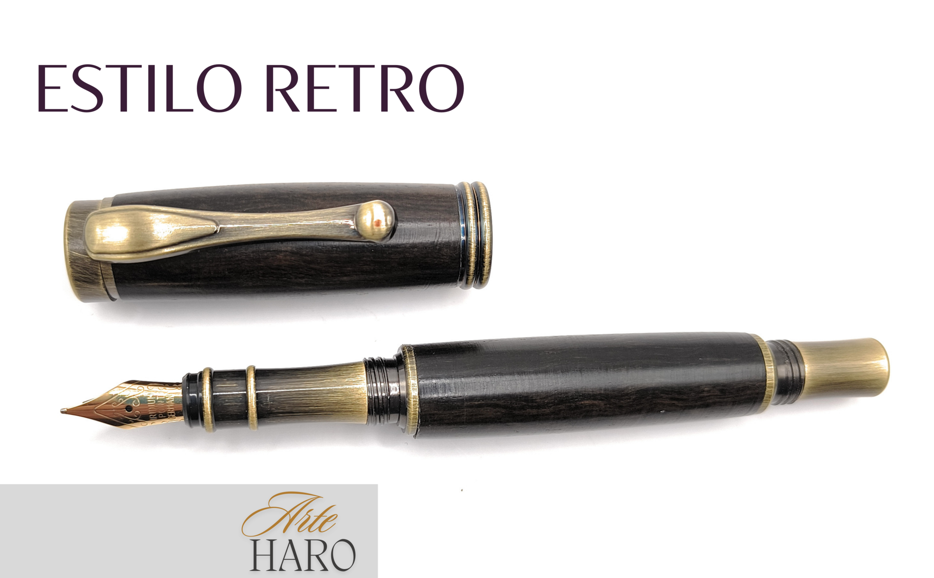 Pluma Estilográfica Retro en madera de auténtico Ébano. - 2