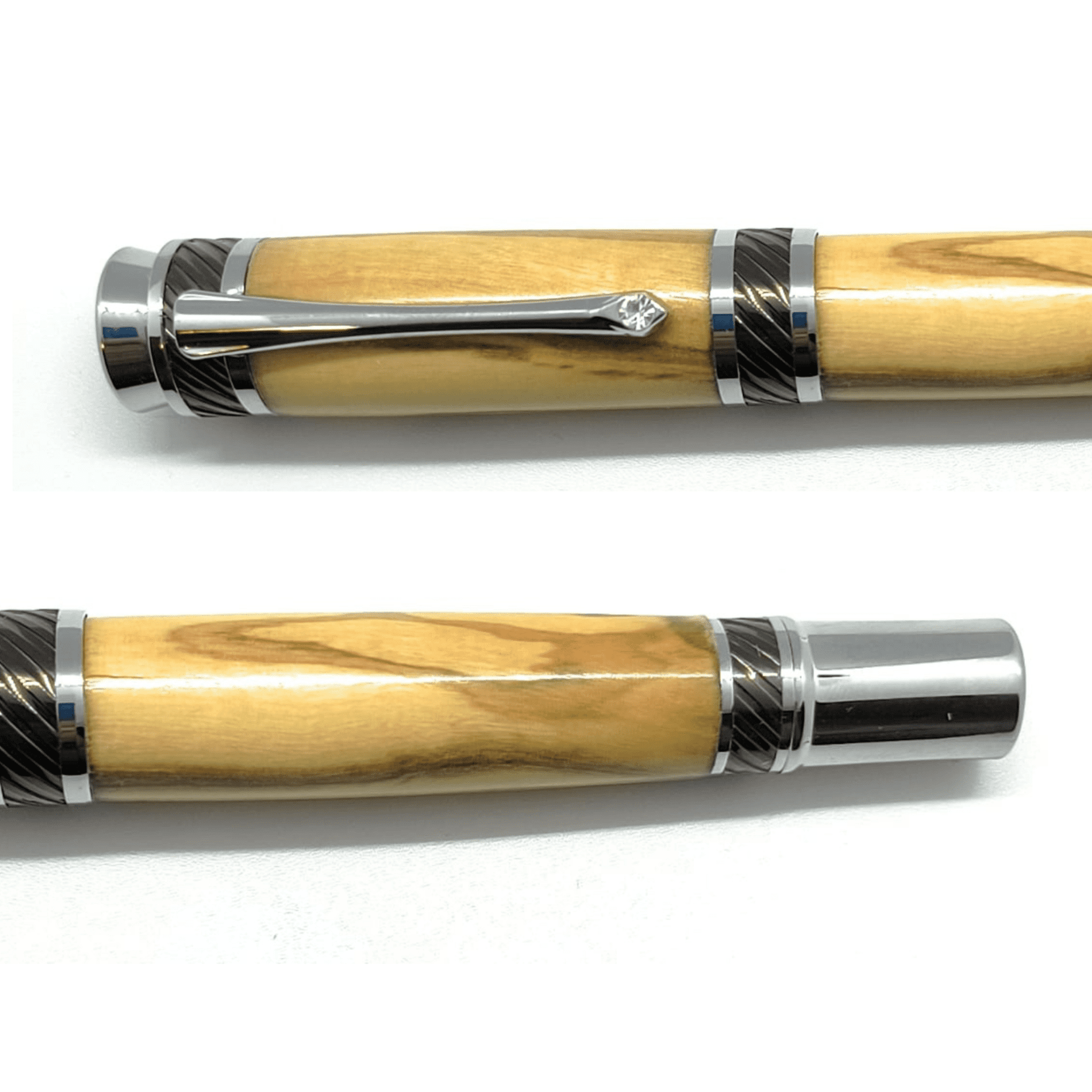 Estilográfica Titanium en madera de Olivo con cristal tallado - 2